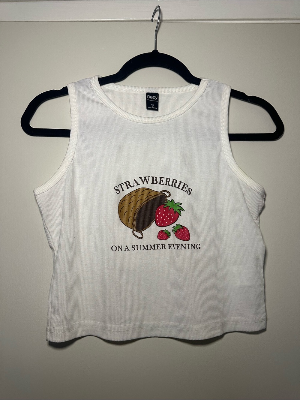Dazy White 'Strawberries on a Summer Evening' Tank Top